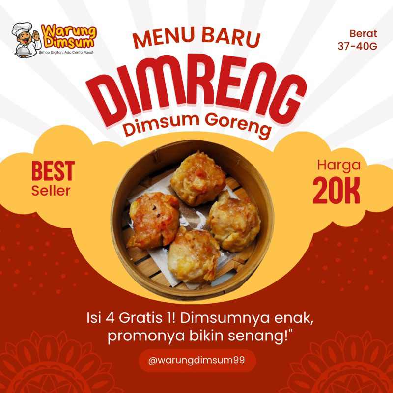 

Dimsum Goreng Jumbo Berat 37-40g / pcs isi 5 dijamin kenyang poll
