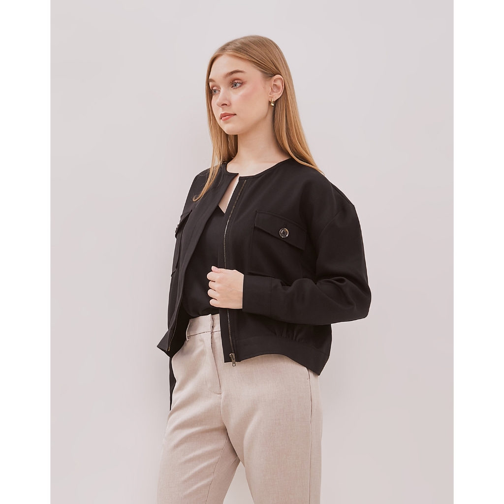 VALINO LADIES Jaket Zipper Hitam Wanita - D-CLAH03-B9