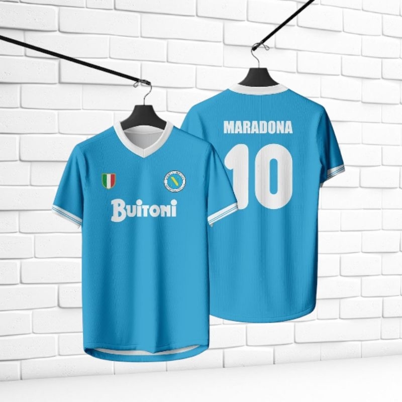 Jersey bola Napoli 1986 Maradona bisa ganti nama/nomer