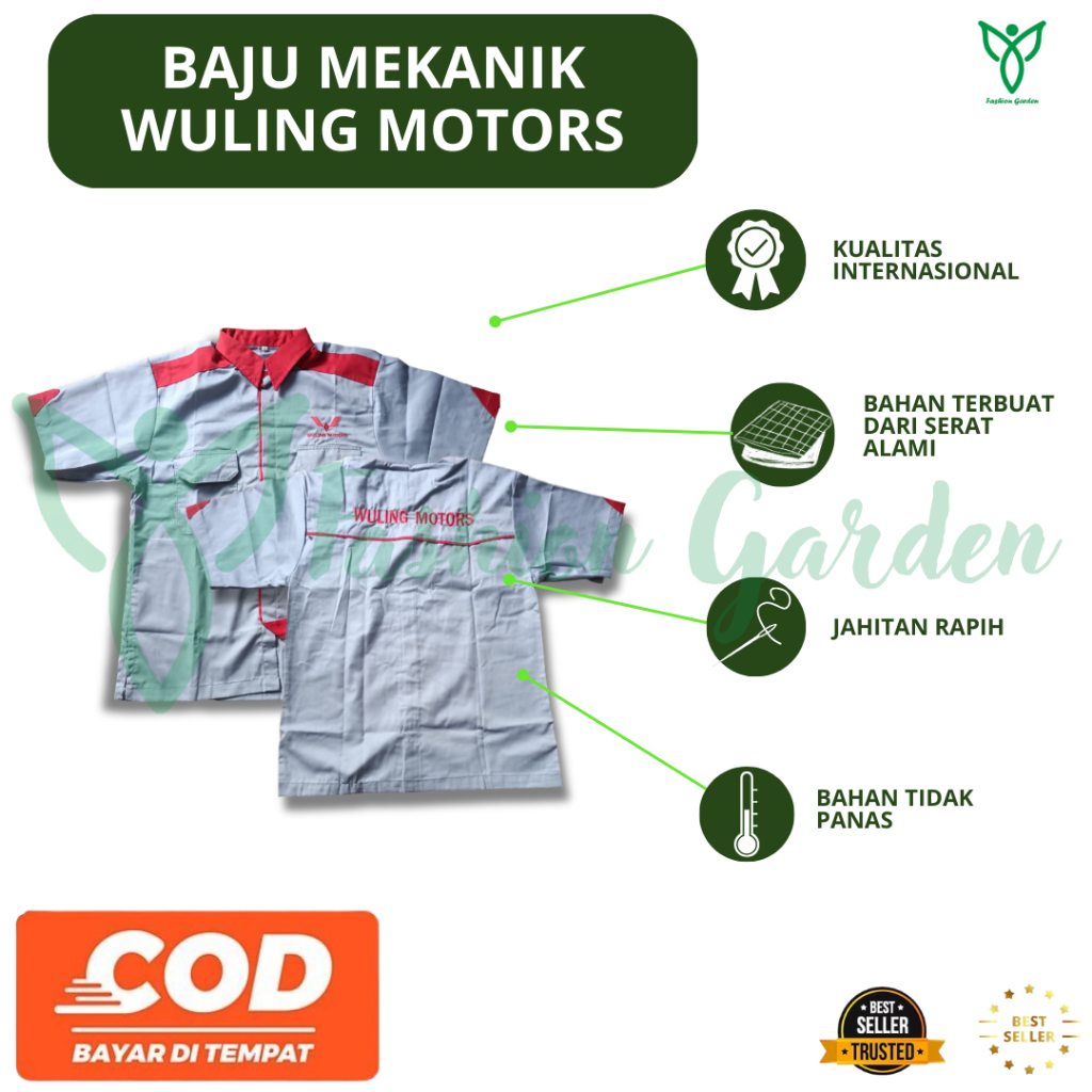 Baju Wuling Motors | Baju Mekanik Wuling | Baju Abu Wuling | Kemeja Abu Wuling | Baju Mekanik Wuling
