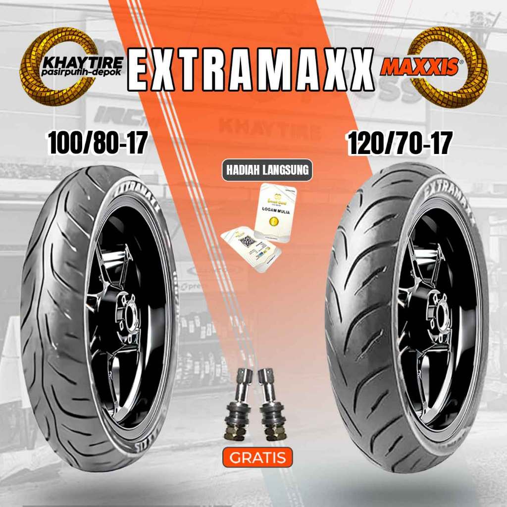 𝗦𝗲𝗽𝗮𝘀𝗮𝗻𝗴 Ban Motor SPORT - GTR - SUPERMOTO MAXXIS EXTRAMAXX 100/80-17 dan 120/70-17 Tubeless