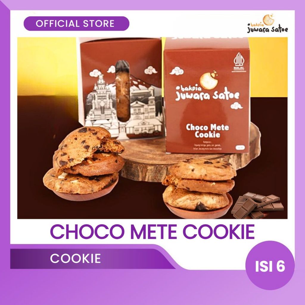 

BAKPIA JUWARA SATOE [ Isi 6 ] Choco Mete Cookie - Oleh Oleh Khas Jogja