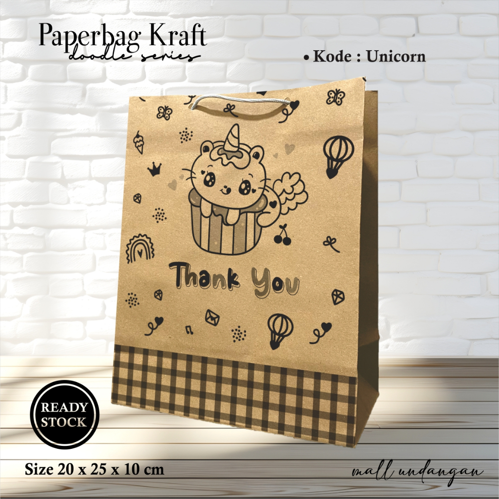 

PAPERBAG MOTIF READY STOCK - PAPER BAG MURAH MOTIF UNICORN UKURAN 20 X 25 X 10 CM