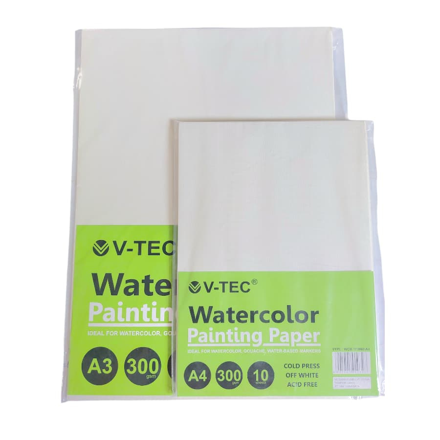 V-TEC WATERCOLOR PAINTING PAPER KERTAS LUKIS A4 10 LEMBAR A3 300GSM 5 LEMBAR