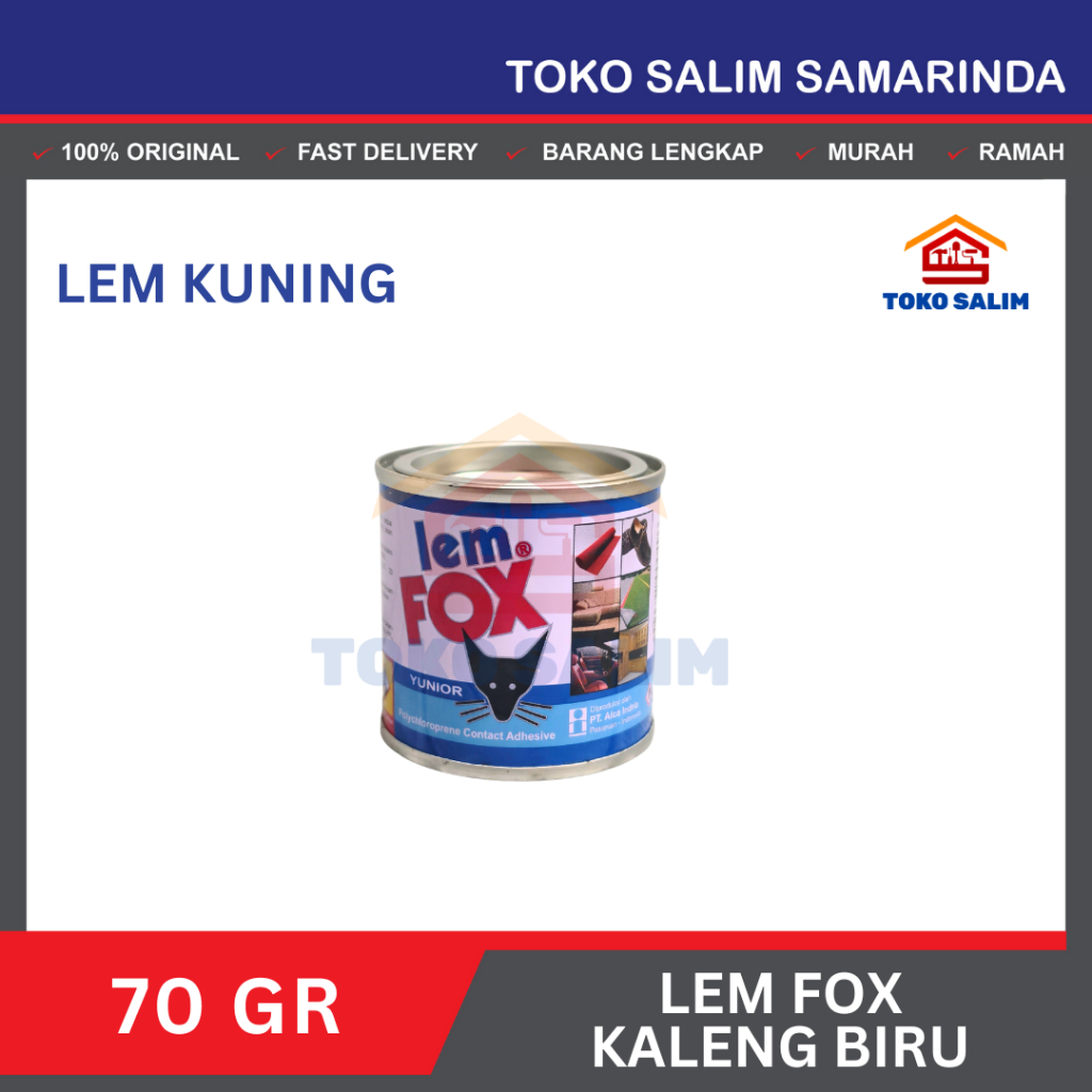 

Lem Fox Biru - Lem Kuning Serba Guna , HPL, Triplek, Sepatu, Kulit, Karpet Spon 70 gr | 300 gr | 600 gr