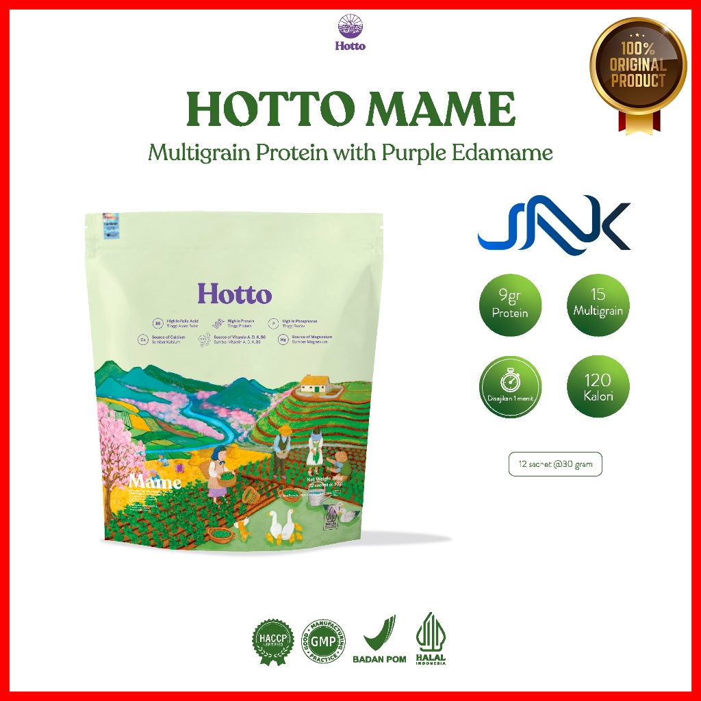 

HOTTO MAME 12 Sachet | Multigrain Protein Isolate Superfood Edamame Nutrisi Sereal Serat Kesehatan