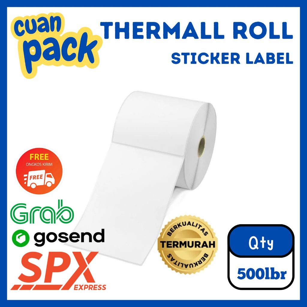 

Label Sticker Thermal/Termal Roll 100 x 100 isi 500 lembar