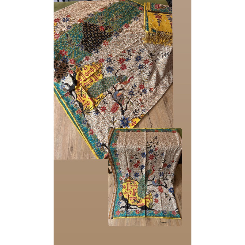 kamen batik tulis sutra baron set selendang,saputan sutra atbm grade A couple