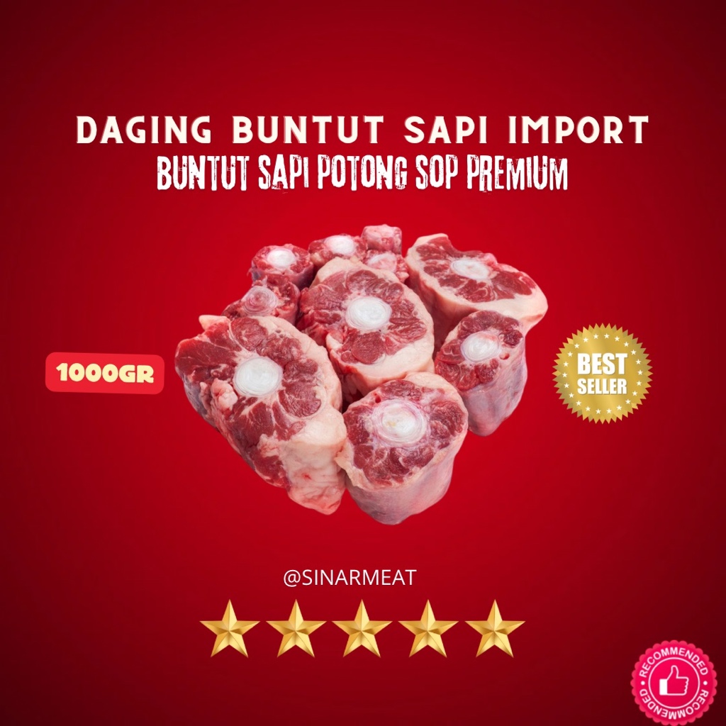 

BUNTUT / OXTAIL SAPI IMPORT POTONG SOP 1KG PREMIUM
