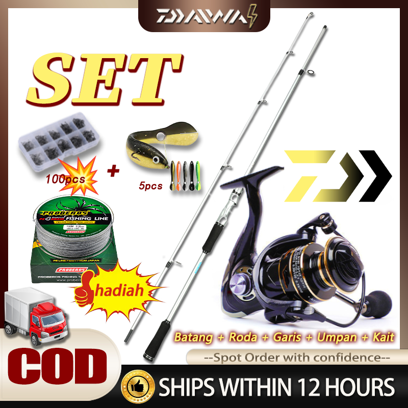 DAIWA joran pancing 1 set lengkap original daiwa Paket kombo reel Pancing putar gulungan pancingan r