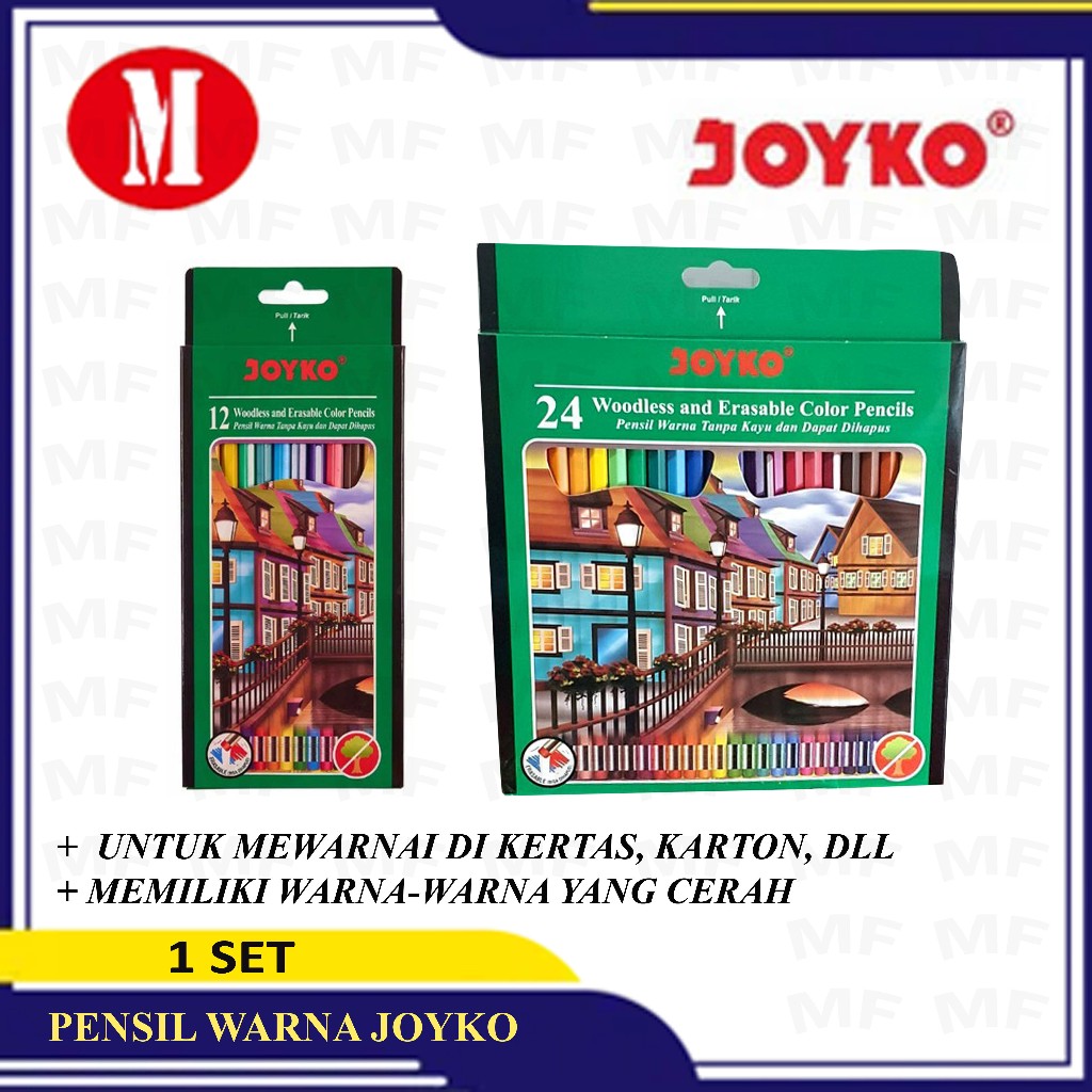 

Pensil Warna Joyko Tanpa Kayu / Woodless Color Pencils isi 12 & 24