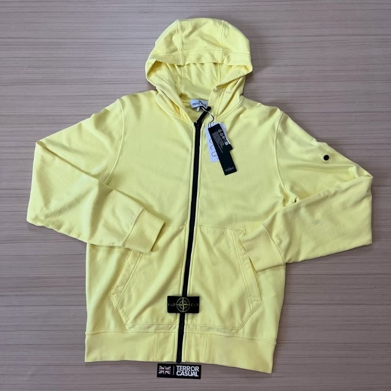 Stone Island Badge Zip Hoodie Yellow Junior BNWTIP by Certilogo
