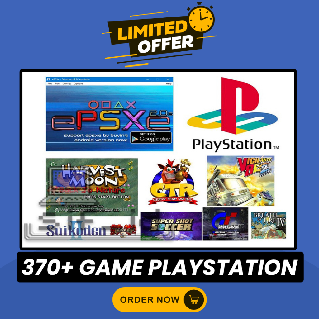 Paket 370 Game PS 1 Playstation 1 PSX PS1 ePSXe Premium Update Play Station