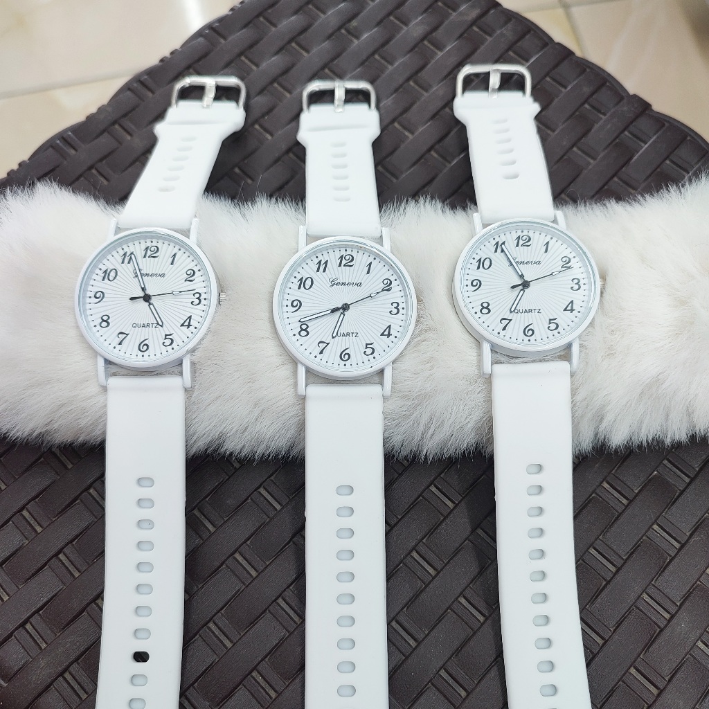BJY0094 Jam Tangan Wanita Motif Gevena Karet Besar / Jam Tangan Wanita Fashion Cantik Elegan Harga G