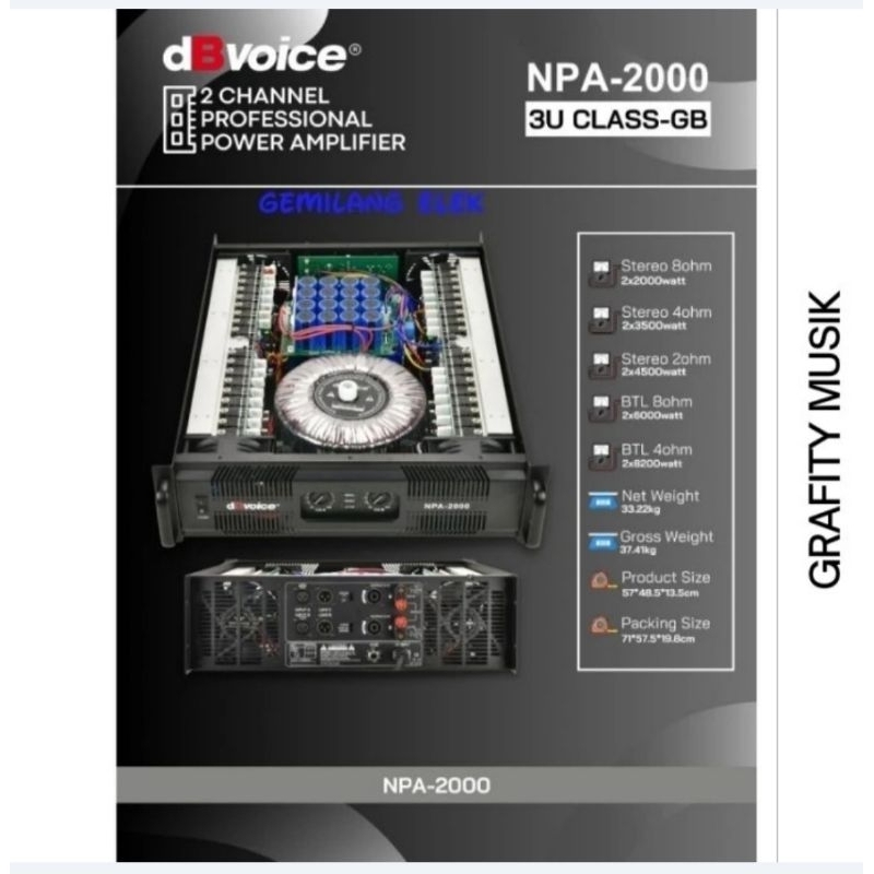 Power Amplifier dB Voice NPA 2000 Original Power Amplifier Class GB dBVoice NPA2000