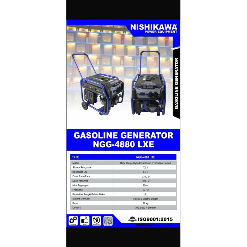 Genset 2700watt electric starter Nishikawa NGG 4880 LXE