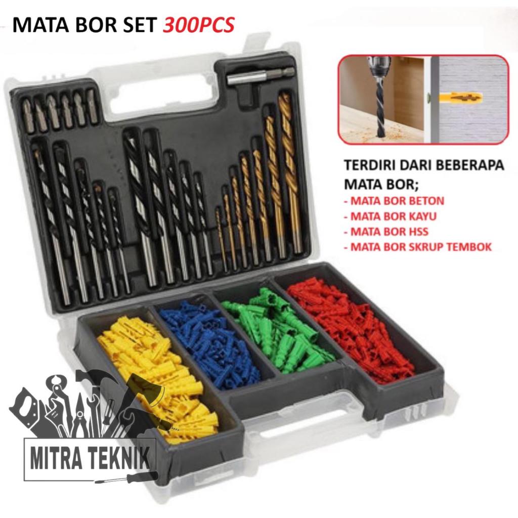 Mata Bor 300 Pcs Set Mata bor besi baja asli- Mata Bor Besi Kayu Beton - Mata Bor