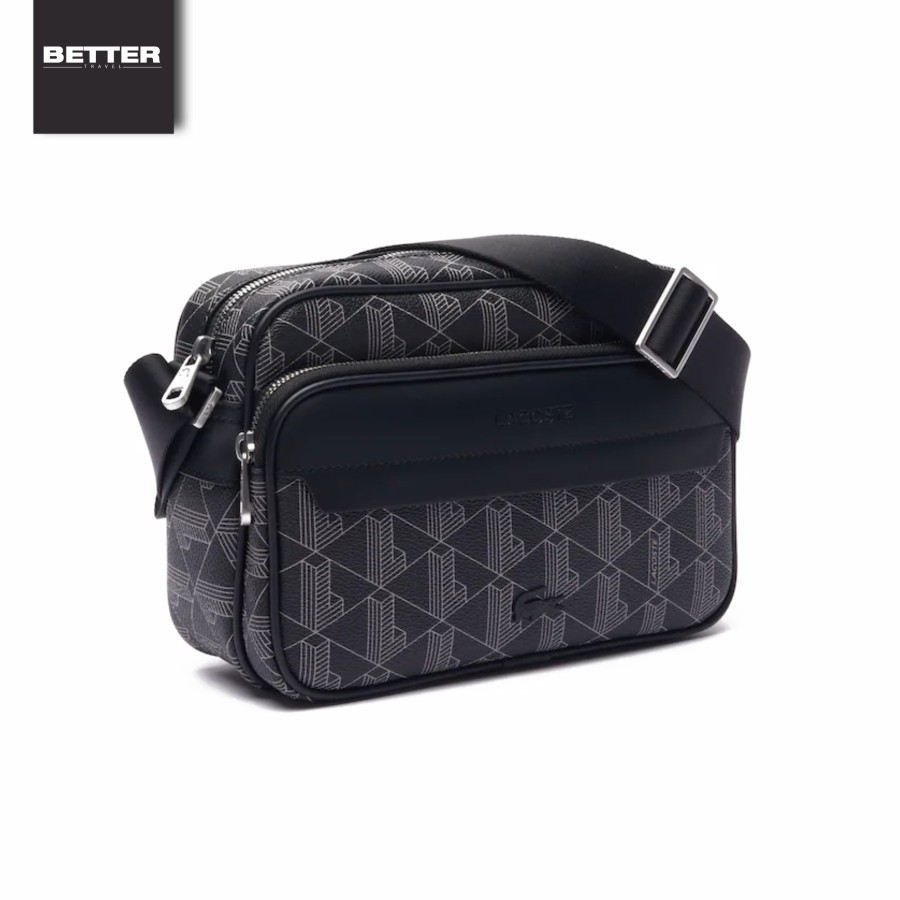 LACOSTE tas pria selempang persegi panjang monogram crossbody sling bag casual daily