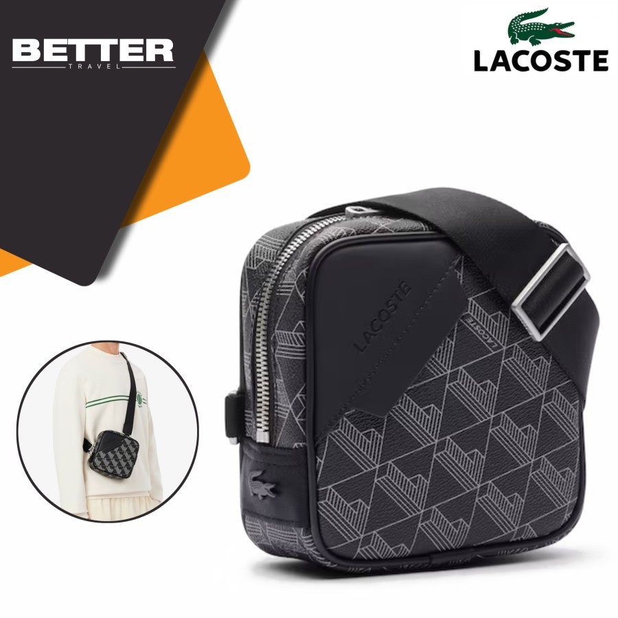 Tas pria LACOSTE sling bag crossbody monogram selempang persegi casual daily