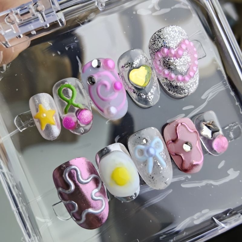 press on nail custom 3d gel boys nail art