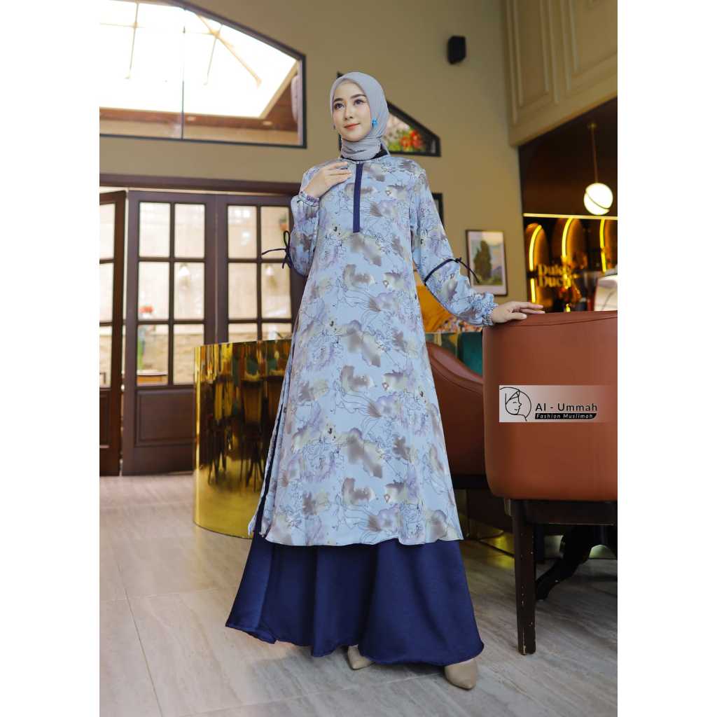 Gamis Wanita Terbaru Malaysia Melayu Airflow Premium Motif Bunga Baju Perempuan Muslimah Al Ummah