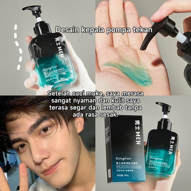 160g Pembersih Wajah Pria Pembersih Wajah Pemutih Jerawat Whitening Cleanser Tungau Pembersih