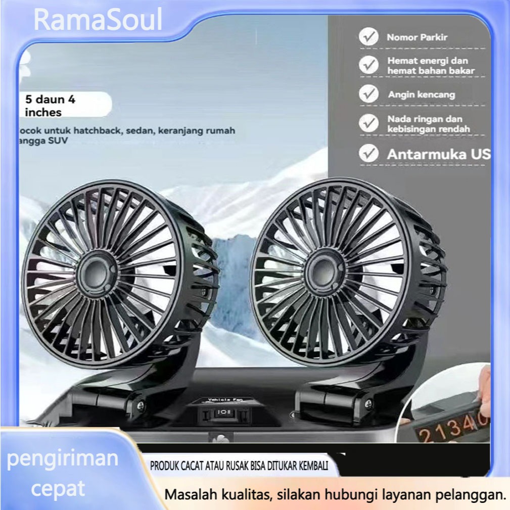 Kipas mobil truk besar 24v volt 12v pendingin van kecil kepala ganda mobil dengan kipas listrik mobi