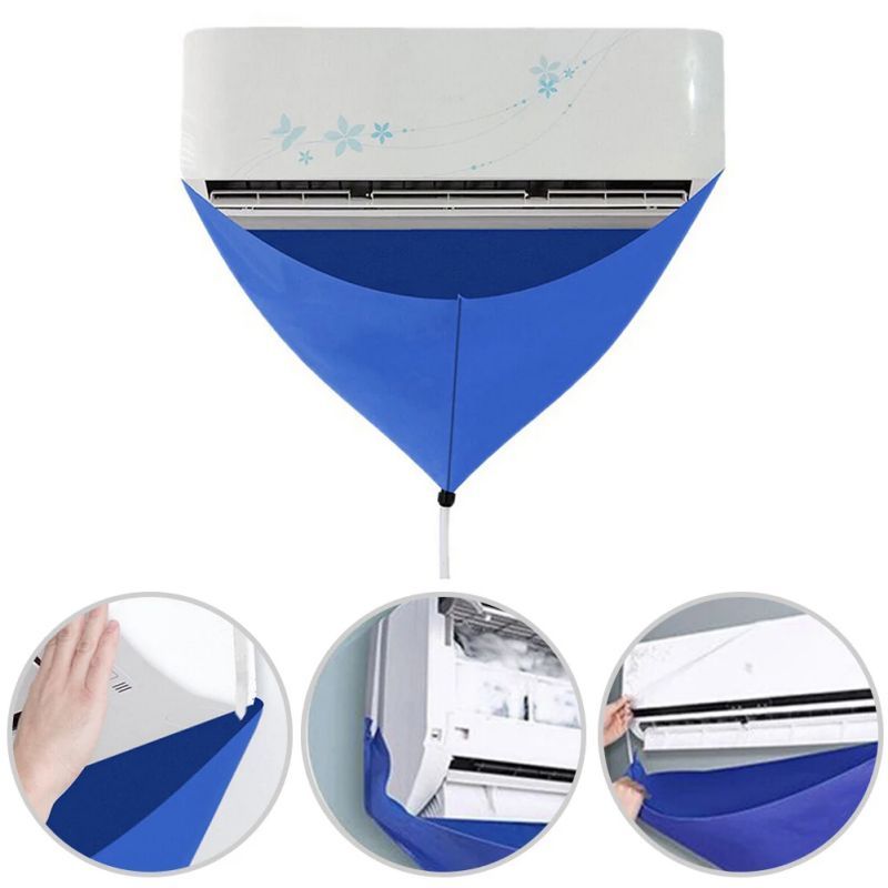 Sarung Cuci AC Plastik Cover Cuci AC Cover Cuci AC Bluefins Conditioner Cleaning Cover Tahan Air Kan