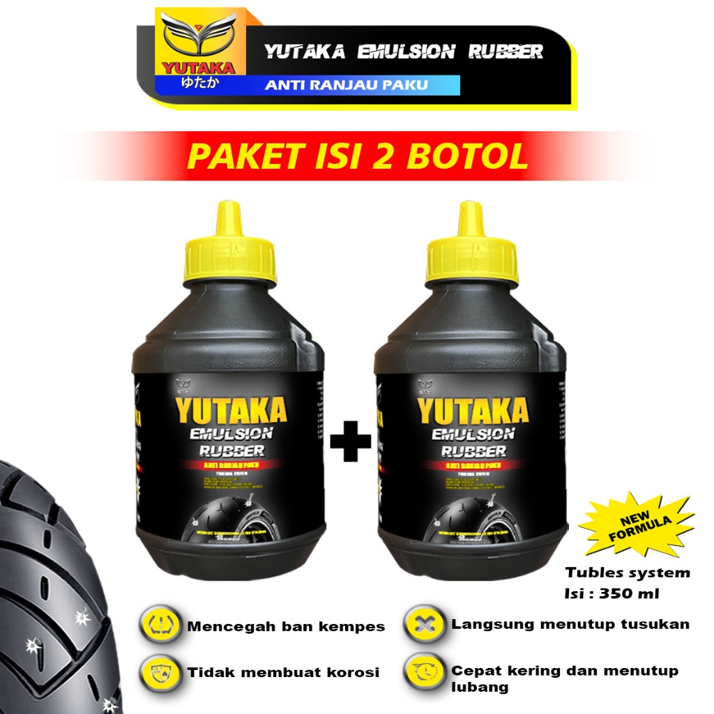 Yutaka Emulsion Rubber / Cairan Ban Tubles Anti Bocor Paket 2 Botol