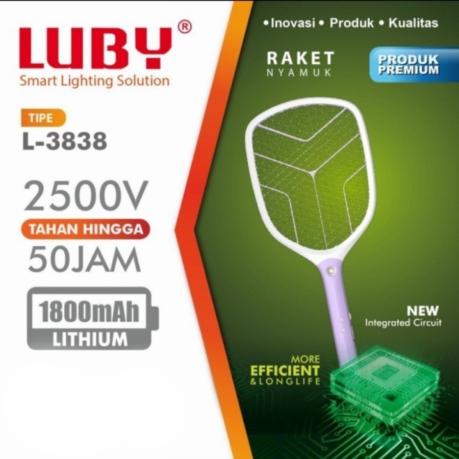 Raket nyamuk / Serangga LUBY 3838 recharger Raket Lubby Baterai Lepas