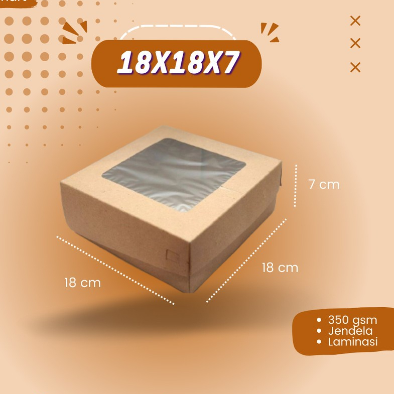

Dus kraft 18x18x7cm Jendela / dus kotak / dus roti / dus barang / dus online harga per pcs