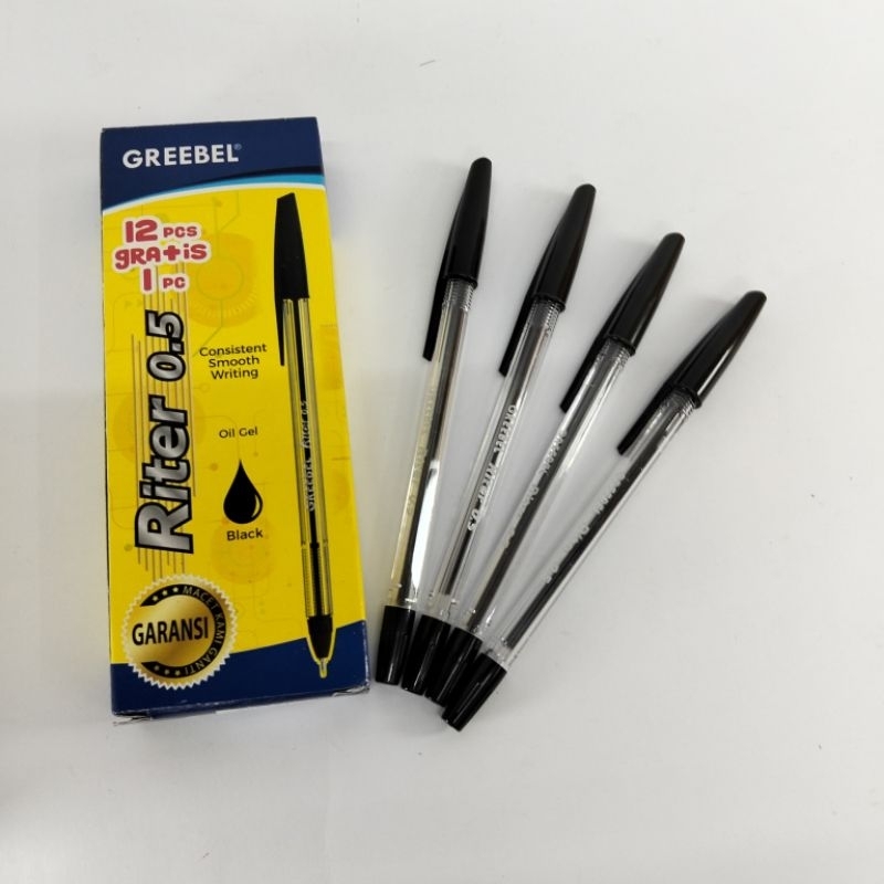 

GREEBEL Bolpen Riter 0.5mm 1 pack (12+1 pcs) - Black