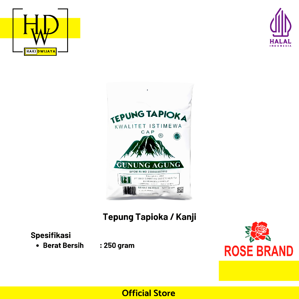 

[250 gr] Rose Brand Tepung Tapioka / Kanji Cap Gunung Agung Hijau