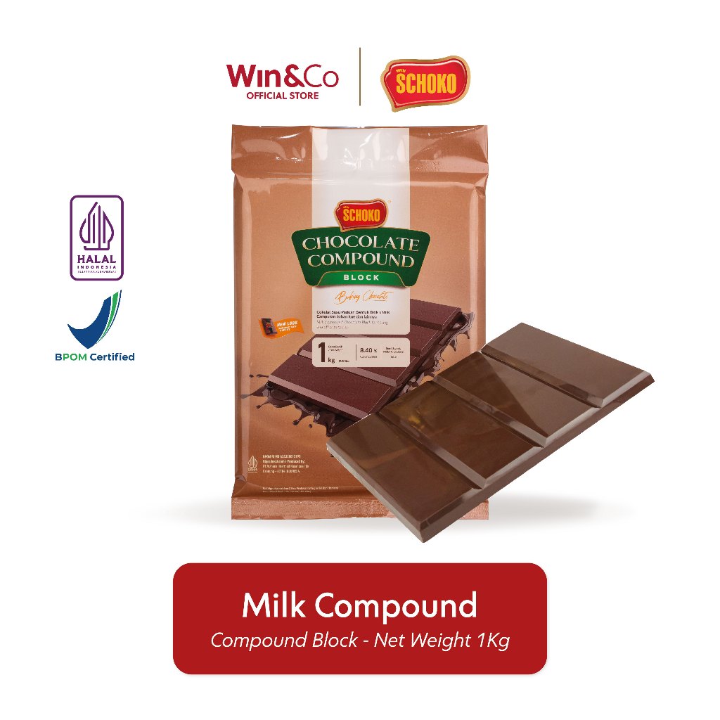 

SCHOKO Milk Compound Chocolate Block / Cokelat Batangan - 1kg