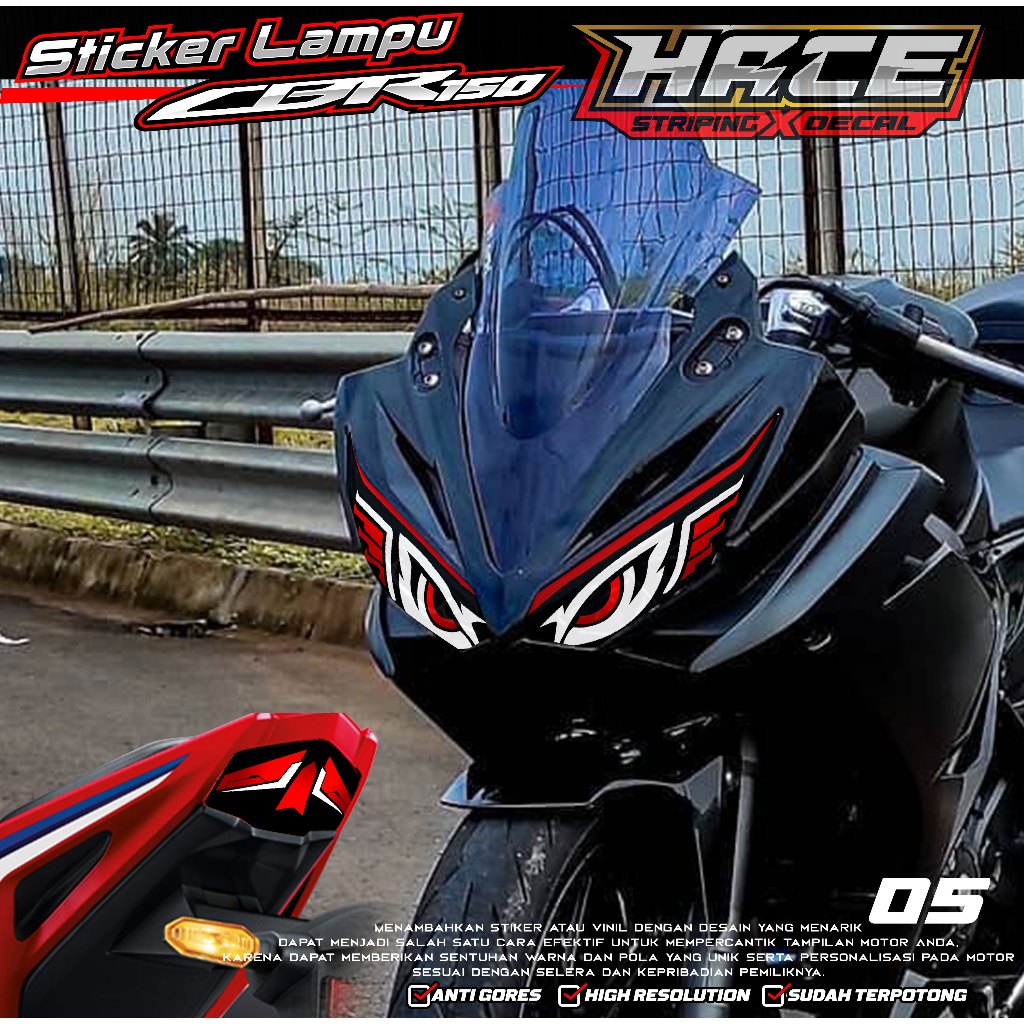 KODE 05 STIKER TRANSPARAN LAMPU CBR 150R FACELIFT 2019 - STIKER LAMPU MOTOR CBR 150R 2019 MATA ELANG