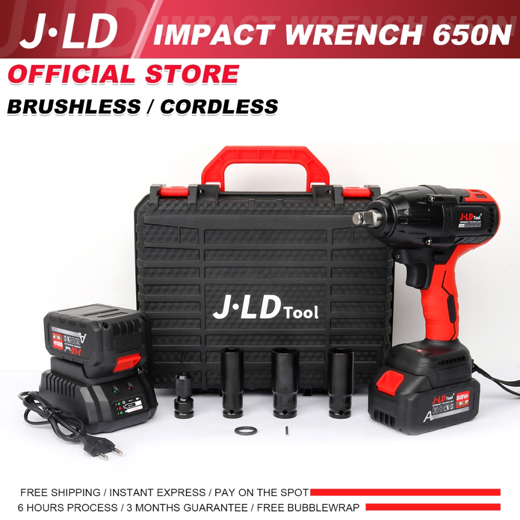 JLD 650N.m Impact Wrench Cordless Torsi Besar Brushless Impact Murah Promo Impek Pembuka Baut Motor 
