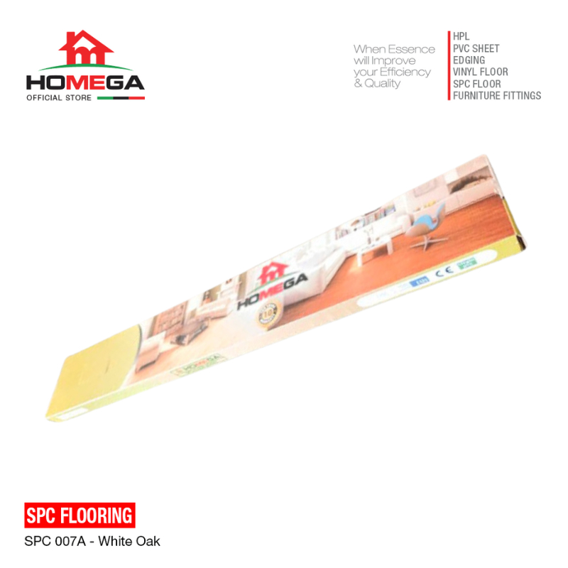 HOMEGA SPC Flooring - Lantai Kayu Parket Parkit Parquet Klik Tanpa Lem - Tekstur White Oak - 1 Box