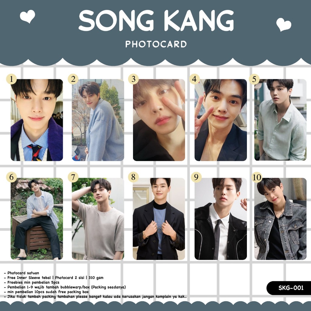 (PC) PHOTOCARD KOLEKSI AKTOR SONGKANG VOL.1 SAMPAI VOL.5 UNOFFICIAL 2 SISI LAMINASI GLOSSY DEPAN BEL