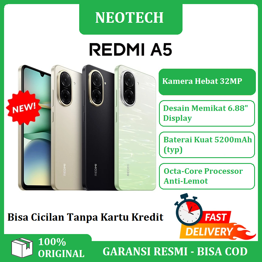 Xiaomi Redmi A5 4/128GB - Bisa Cicilan Tanpa Kartu Kredit - Garansi Resmi