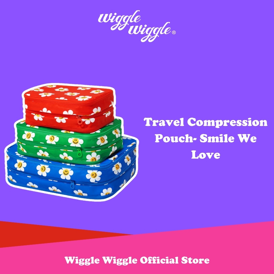 Wiggle Wiggle Travel Compression Pouch - Smile We Love Tas Travel Lucu Korea