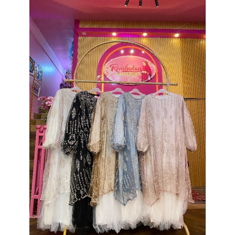 gamis model brokat tile/oufit terbaru/gamis anak muda