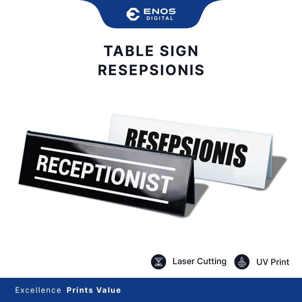 

Papan Nama Meja Resepsionis Akrilik penanda Receptionist Print UV Anti Air
