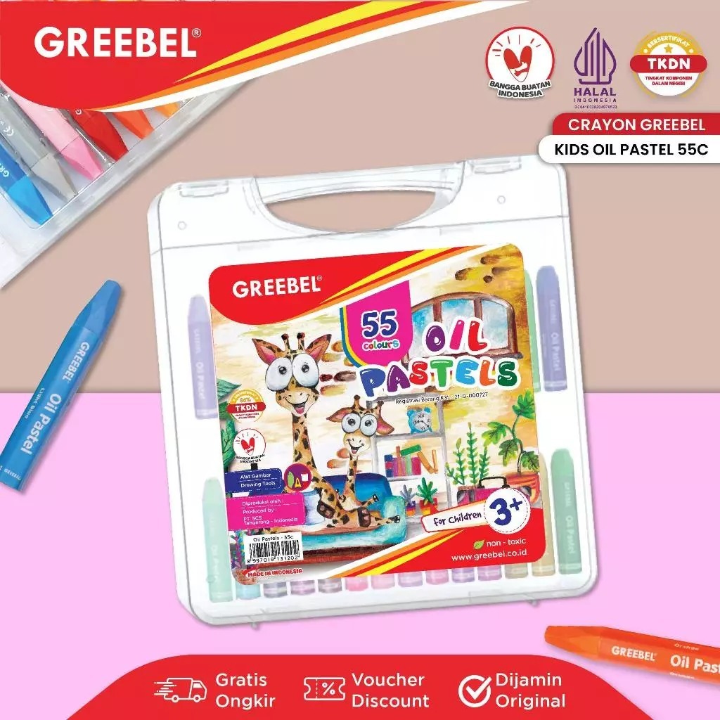 

[TERMURAH] Crayon GREEBEL Krayon 55 Warna / Kids Oil Pastel 55/ Crayon Greebel