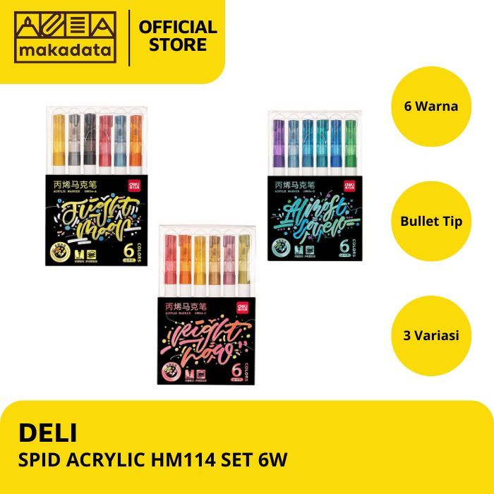 

DELI SPIDOL AKRILIK / ACRYLIC MARKER 6 WARNA HM114 (1 SET) MURAH