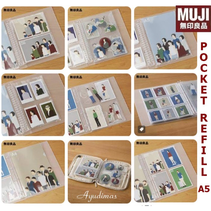 

Muji Plastic Refill for Selection Pocket Series A5 Wide / Slim with Flap for badges / key chains collection - Isi Kantong Plastik dgn tutup utk Binder