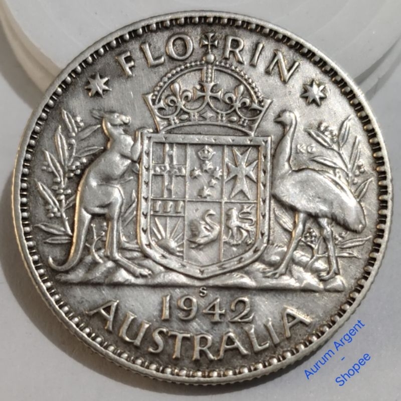 AA.21-- 1 PC KOIN PERAK KUNO ASLI FLORIN GEORGIVS VI TH 1942. -- SILVER COIN ---