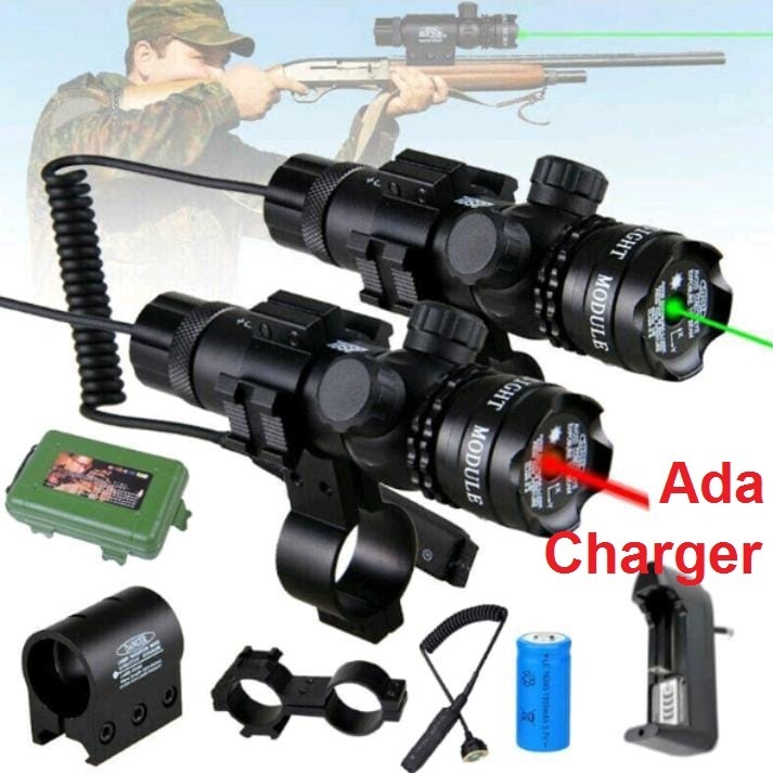 -IKIAELO- Laser Tembak Scope Airsoft Hijau Merah Sniper Fullset Laser Target Pointer Berburu Green
