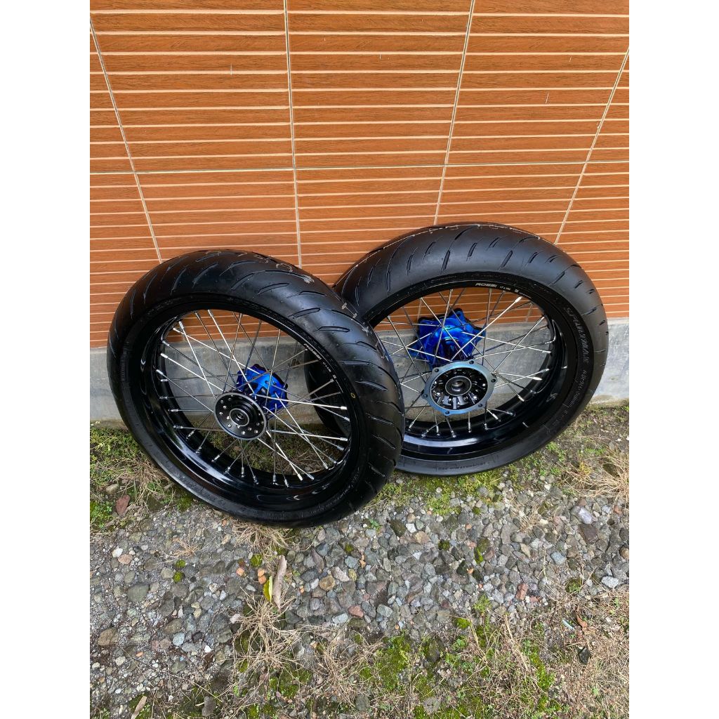 Roda Supermoto Yamaha WR 300/350 Velg Rossi Ban Dunlop Baru Ring 17