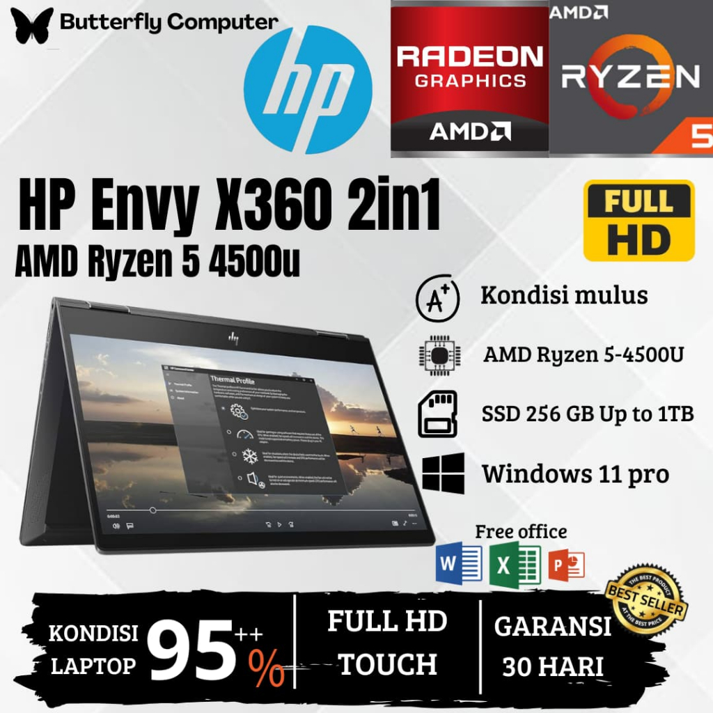 Laptop Hp Envy x360 AMD Ryzen 5 4500 - RAM 16 GB SSD 1 TB - AMD RADEON - Touchscreen - 15 inch - Win