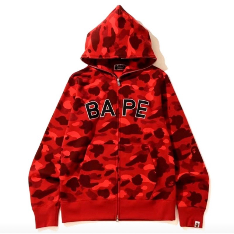 BAPE COLOR CAMO LOGO RED FULL ZIP HOODIE ORIGINAL